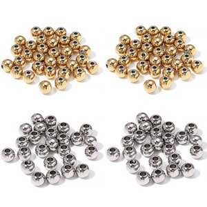 Cuentas espaciadoras redondas |   Cuentas de Bola Lisas de Acero Inoxidable con Baño de Oro PVD de 18K para la Fabricación de Joyería, Pulseras y Collares - Product Image 2