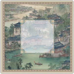Tapis de Mahjong Chinoiserie Vert Vintage 31,5 Pouces Antidérapant et Réducteur de Bruit pour Mahjong Américain et Poker - Product Image 1