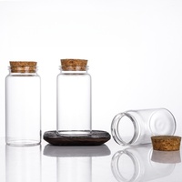 Botol Tabung Kaca Transparan Ramah Lingkungan Diameter 47mm dengan Tutup Gabus, Cocok untuk Makanan Hewan Peliharaan, Mie, dan Hadiah Terbaik, Dilengkapi Sablon