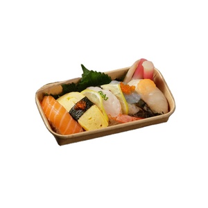 SM7-1101 Sushi Container Brown Oil Proof Waterproof Paper Sushi Tray Cake Delivery Takeaway Chicken Boxes For Fast Food