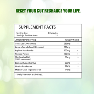 Custom Made Probiotic Support Capsules 15 Day Colon Cleanse Capsules with Senna Leaf Daily Boost Energy and Metabolism Slimming - Product Image 2