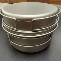 Boîte à lunch double face en titane pur pour l'extérieur, ensemble d'ustensiles de cuisine, casserole à sauce, cuiseur vapeur pliable et léger pour l'extérieur