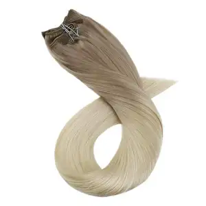Russian Clip In Hair Extensions Grade 12A Human Natural Russian Clip In Hair Extensions