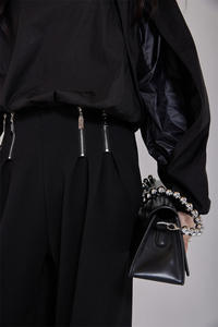 Pantalones de Traje Casuales Rectos para Mujer, Estilo Urbano Ecológico de Otoño, con Múltiples Cremalleras, Resistentes a las Arrugas, Duraderos, de Poliéster/Algodón - Product Image 6