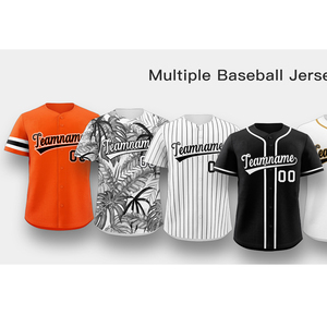 Vente en gros de chemises en maille unie boutonnées avec logo brodé pour hommes et femmes, et de maillots de baseball pour jeunes avec lettres personnalisées brodées et sublimées - Product Image 2