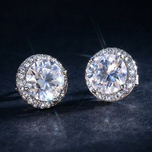 Pendientes de Plata S925 con Moissanita VVS de 10mm, con Certificado GRA, Diseño de Flor y <span class=keywords><strong>Halo</strong></span>, Estilo Hiphop, para Mujer y Hombre - Product Image 1