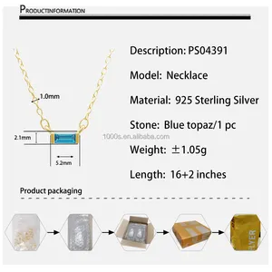 Décembre Zircon 925 argent Sterling zodiaque bleu topaze Zircon collier bricolage pierre de naissance bijoux de mode pour femmes hommes cadeau