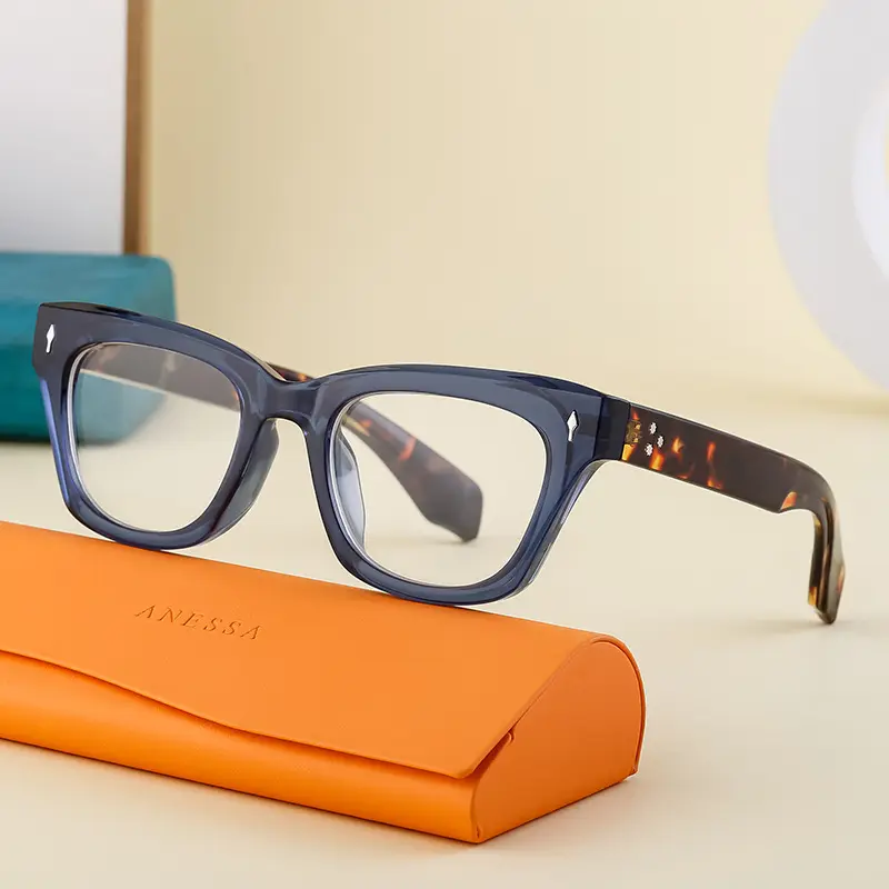 Nuevo diseño de marca, montura de gafas de lujo para mujer, ópticas de montura de gafas Color degradado a la moda para hombre, gafas cuadradas antiazules