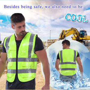 Gilet réfléchissant haute visibilité gilet corps Circulation de l'eau refroidissement gilet de sécurité avec 6 packs de glace pour hommes femmes - Product Image 4