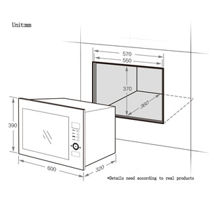 Horno <span class=keywords><strong>Microondas</strong></span> Negro Integrado de 25 L con Pantalla Digital LED, Parrilla de Acero Inoxidable, Plato Giratorio - Product Image 5