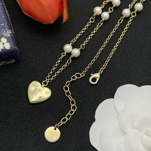 Designer Brand D Women's Trendy 18K Gold Plated Imitation <strong>Pearl</strong> Heart <strong>Pendant</strong> Link Chain <strong>Necklace</strong> for Girls - Product Image 5