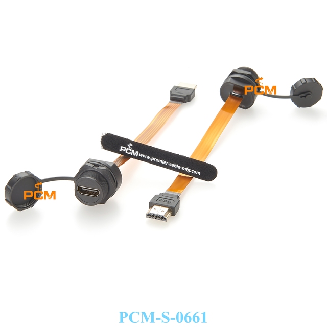 Waterproof Panel Mount 4K 60Hz HDM1 Male to Female Flex Ribbon FPC Cable Flat Extension Cable Audio Video HD Port