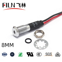 FILN 8mm Panel Dash 12v 24v 220v de indicador de luz con alambre