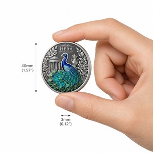 Moneda Conmemorativa Personalizada 3D de Alta Relieve de la Diosa <span class=keywords><strong>Griega</strong></span> <span class=keywords><strong>Hera</strong></span>, Moneda de Desafío de la Reina Pavona en Bronce Antiguo para Regalo de Lujo - Product Image 1