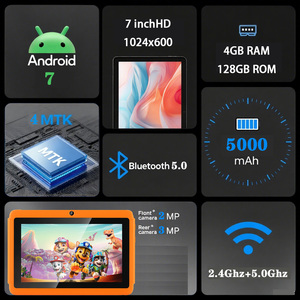 Tablet PC MTK de 7 Pulgadas con Pantalla IPS, <span class=keywords><strong>Android</strong></span> 13, 4GB + 128GB, Punto de Acceso WIFI, 3000MA, Funda Protectora Anticaídas <span class=keywords><strong>para</strong></span> Niños, Educación, Nuevo - Product Image 3