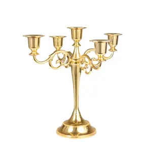5 la candelabro Suppliers-Candelabro Vintage de cobre y oro para boda, 5 portavelas de brazo, 3 y 5 cabezas, centro de mesa, decoración