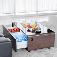 Nouvelle table basse intelligente Primst avec réfrigérateur, chargeur sans fil, lecteur de musique, écran tactile, ports USB pour jeux et soirées cinéma