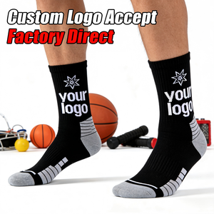 Échantillon Gratuit Chaussettes Athlétiques Rembourrées à Lettres Personnalisables pour Matchs Professionnels sur Terrain, en Coton Respirant, Absorption <span class=keywords><strong>des</strong></span> Chocs, Confort Optimal - Product Image 1