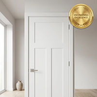 Porte intérieure en MDF apprêté blanc, style Shaker, insonorisée, en bois, moderne, avec panneaux en bois pour projet d'appartement