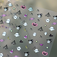 Autocollants pour ongles Halloween 5D en relief, motifs de dessins animés, autocollants pour ongles auto-adhésifs, décorations d'art d'ongles Kawaii Spooky pour les fêtes
