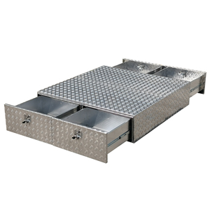 Système de tiroirs de rangement pour <span class=keywords><strong>plateau</strong></span> de camionnette en tôle d'aluminium personnalisée, double tiroirs, <span class=keywords><strong>plateau</strong></span> <span class=keywords><strong>coulissant</strong></span> pour cargaison - Product Image 2