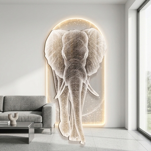 Art mural en acrylique gravé au laser 3D en forme d'éléphant avec rétroéclairage LED, peinture lumineuse en relief moderne de luxe pour la décoration du salon - Product Image 2