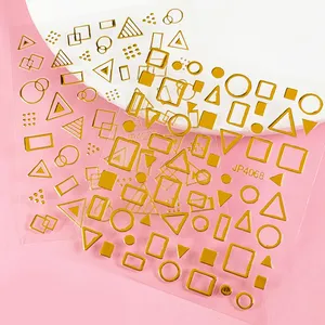 Adesivi per unghie a caldo per unghie geometrici con retro in forma adesiva con scritta in oro per unghie