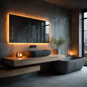 مرآة حديثة ممتازة LED صالون سبا واستوديوهات مرآة قابلة للتخصيص على شكل زجاج مرآة مع وظيفة التبديل باللمس - Product Image 1