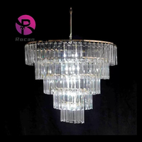 Lustre en cristal de mariage, lustre multi-niveaux, décoration de plafond, décoration de toit, lustre de mariage argenté doré pour la décoration de fête
