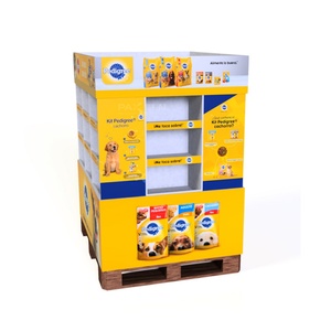 รถโรงเรียนโชว์อาหารสัตว์เลี้ยงรูปทรงรถบัส พับได้ เป็นมิตรกับสิ่งแวดล้อม ทำจากกระดาษแข็งรีไซเคิล ปรับแต่งได้ พร้อมพาเลทสำหรับวางสินค้า - Product Image 5