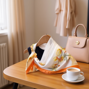 Foulard Quadrato Floreale 70x70Cm in Seta Leggera Stampata per Donna, Accessorio di Moda - Product Image 2