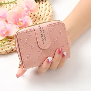 Factory wholesale 2022 New fashion short clasp money clip student coin purse female leather mini wallet