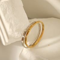 Bracelets Joncs Minimalistes en Acier Inoxydable Plaqué Or 18K avec Fermoir Creux en Zircon pour Femmes - Vente en Gros de Bijoux de Mode