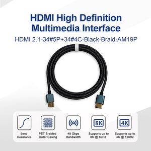 Kabel HD MI 2.1 Berkecepatan Tinggi OEM ODM, Teranyam, Koaksial+harness+speaker+aux+fire+ignition+welding+battery+jumper+AC+DC+UL+VDE - Product Image 1