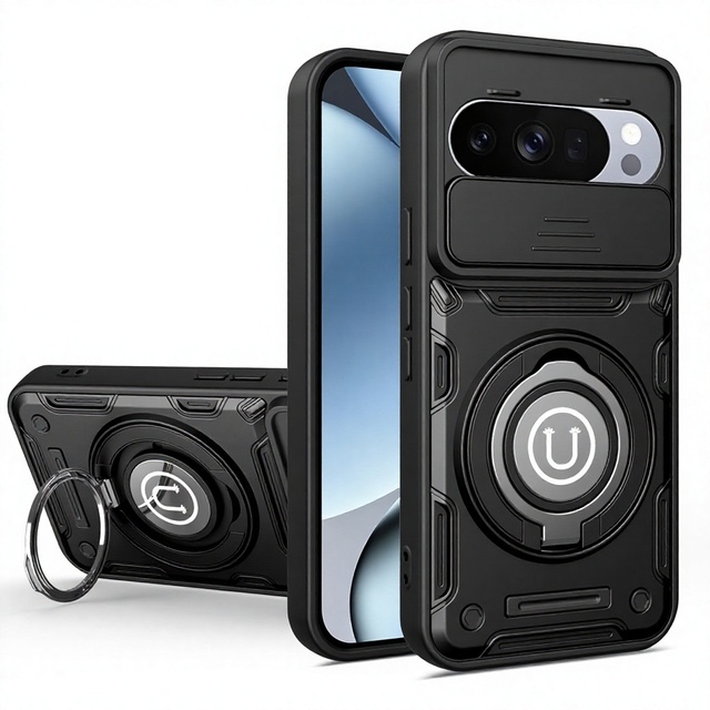 Two-in-one Window-style Phone case for Google Pixel 10/10 Pro 5G Featuring Brand-specific Plain Silicone Gel Shockproof