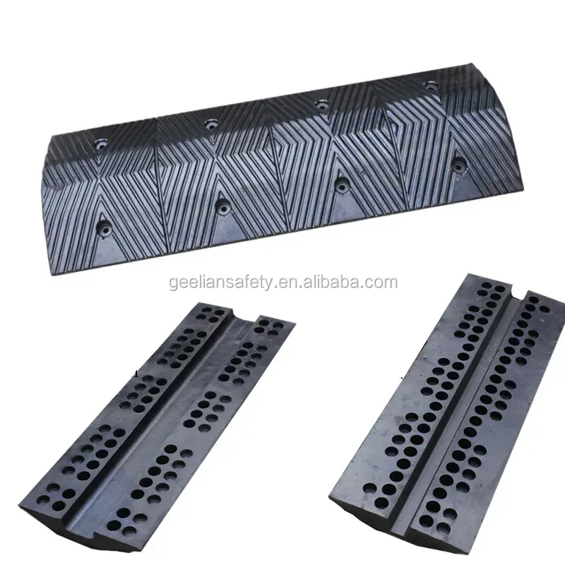 1000MM Heavy Duty Round Wavy Traffic Installation Safety Rubber Speed Bump Hump For Sale Rubber Road Hump