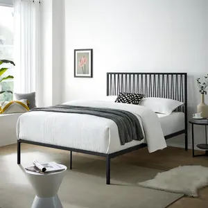 Infinity Modern Pismo Matte Black Metal Queen Size Bed Frame