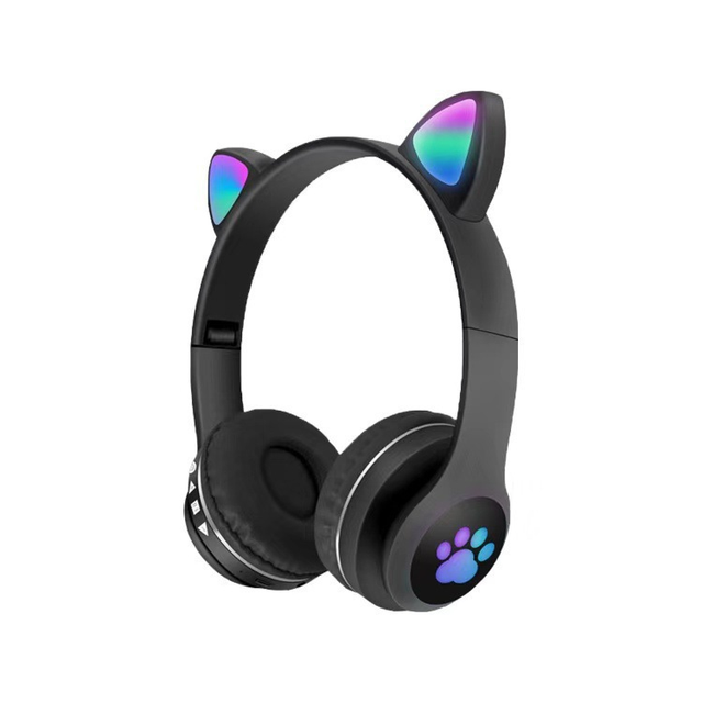VIV-23M Pink Foldable Cat Headphones Wireless for Kids Blue Cute Headphones for Girls Cat Headsets Kitty With Ears