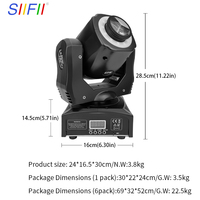 Mini projecteur LED à tête mobile 60W RGBW 8 Gobos Effet faisceau DMX512 Éclairage de scène DJ Club