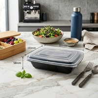 Contenants alimentaires rectangulaires jetables en PP de 750 ml sans BPA, boîtes de préparation de repas hermétiques, adaptées au congélateur pour la préparation des aliments