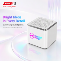 Haut-parleur audio sans fil en forme de cube LED RGB avec logo personnalisé pour les événements de lancement de produits, les cadeaux promotionnels et les kits cadeaux pour les médias