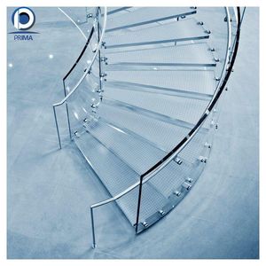 <span class=keywords><strong>Escalier</strong></span> de villa incurvé en acier galvanisé de conception moderne personnalisée haut de gamme PRIMA, <span class=keywords><strong>marches</strong></span> fermées en verre trempé, durable - Product Image 1