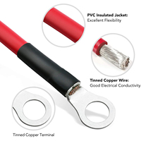 Câble de batterie flexible en silicone personnalisé pour voiture et marine 25mm² 35mm² 50mm² 25mm 50mm 0 2 4 AWG, ensemble de câbles de terre et de masse négative
