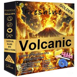 Golden Bubble <span class=keywords><strong>Foot</strong></span> Spa Kit Laranja Sugar Scrub Set Descartável Luxo Combo 10 em 1 Pés Spa Volcano Surge Pedicure Kit Fornecedor - Product Image 2