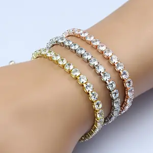 Wholesale Fashion stainless steel Jewelry Adjustable Diamond Chain Bracelet Cubic Zircon Inlaid Wristband Tennis Bracelets 2024