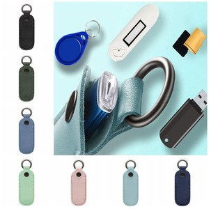 Estuche de cuero para memoria USB con llavero, mini cable de datos antipérdida con cubierta en forma de U, bolsa de almacenamiento portátil para memoria USB. - Product Image 1