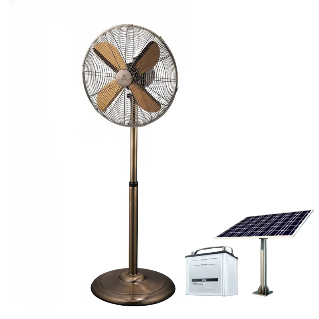 wholesale rechargeable fan 16 18 inch solar electric fan floor standing fan with remote control led light solar panel