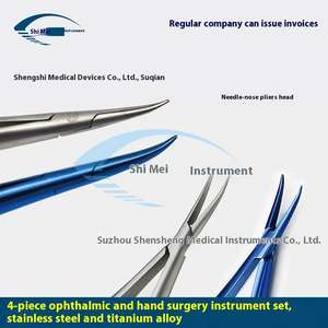 현미경 안과 바늘 홀더 집게 4 피스 세트 톱니 플랫폼 안과 수술기구 용 마이크로 가위 - Product Image 4