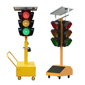 red green traffic light four sided moveable portable led traffic light signal