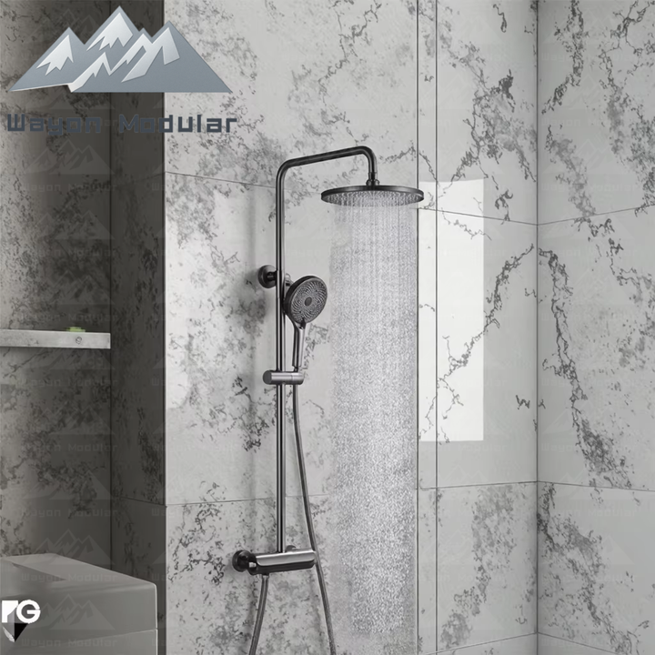 Ibergrif M20702 Shower Column System Without Tap, Shower Set Included Rainfall Shower Head, Handheld Shower, Hoses, Diverter, Shower Rod, Mounting Accessories, Shower Riser Rail For Bathroom